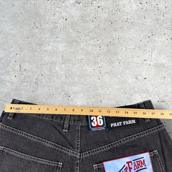 NOS Phat Farm Jean Shorts‎ 36 Logo Hip Hop Baggy Denim Deadstock 90s Y2K Vintage - Picture 6 of 6